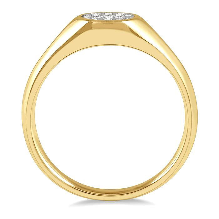 Oval Shape East-West Shine Bright Essential Diamond Signet Ring