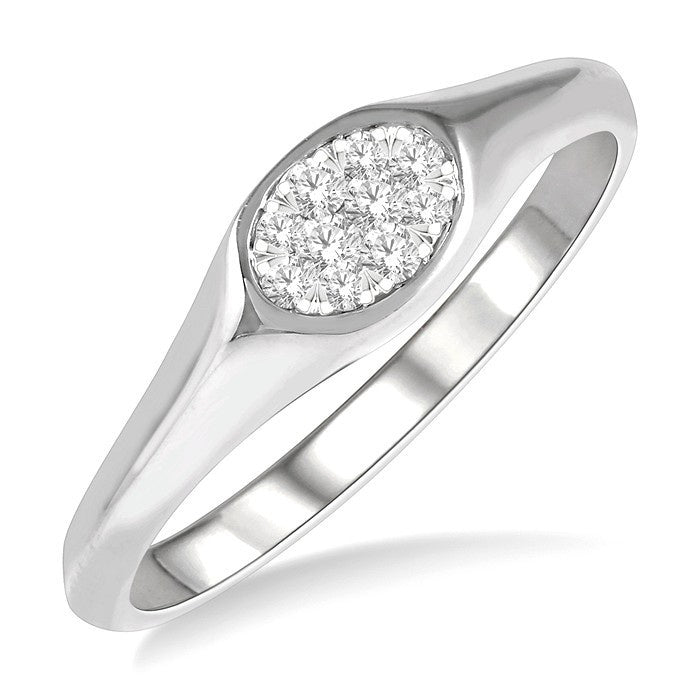 1/8 Ctw Oval Shape Shine Bright Diamond Ring in 14K White Gold