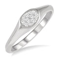Oval Shape East-West Shine Bright Essential Diamond Signet Ring