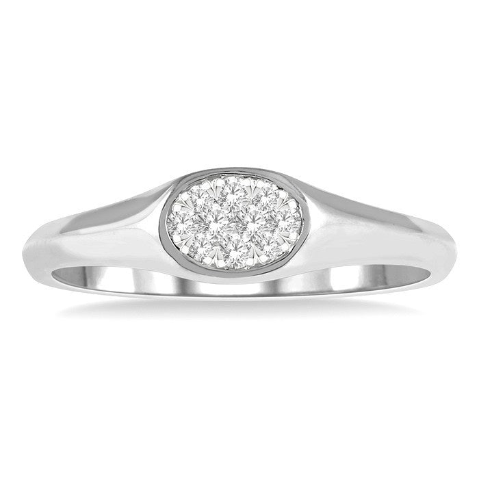 1/8 Ctw Oval Shape Shine Bright Diamond Ring in 14K White Gold