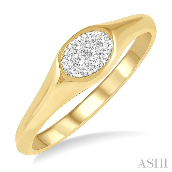 1/8 Ctw Oval Shape Shine Bright Diamond Ring in 14K Yellow and White Gold