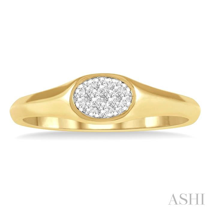1/8 Ctw Oval Shape Shine Bright Diamond Ring in 14K Yellow and White Gold