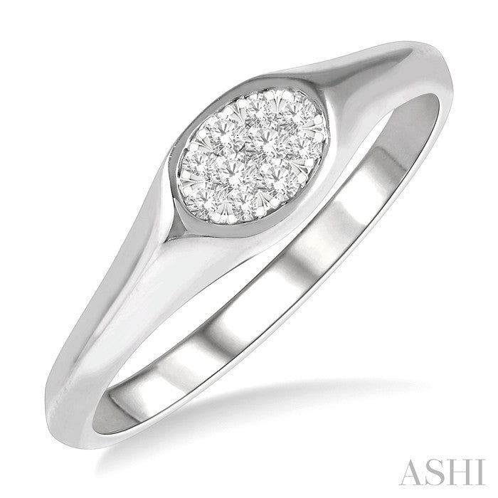1/8 Ctw Oval Shape Shine Bright Diamond Ring in 14K White Gold