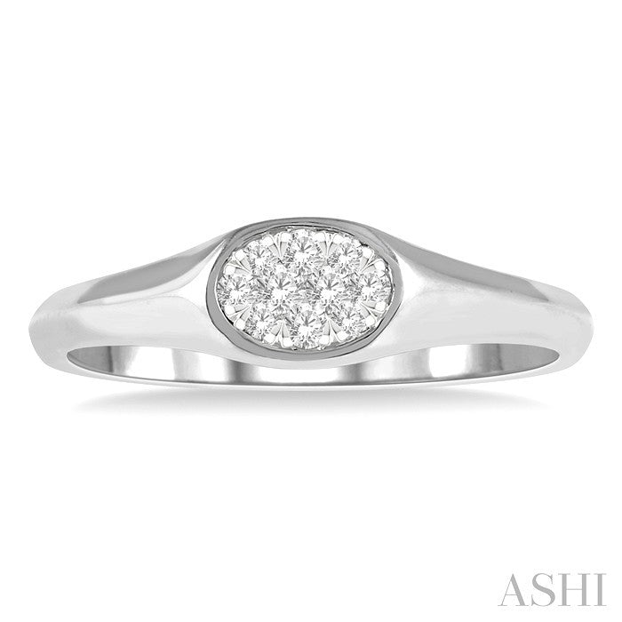 1/8 Ctw Oval Shape Shine Bright Diamond Ring in 14K White Gold