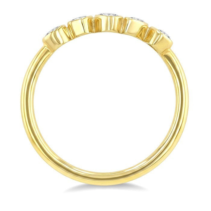 3/8 Ctw Bezel Set Mixed Cut Diamond Bar Ring in 14K Yellow Gold