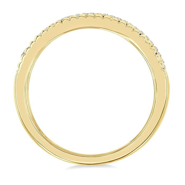 1/5 Ctw Bezel and Prong Set Round Cut Diamond Bold Fluted Fashion Ring in 10K Yellow Gold