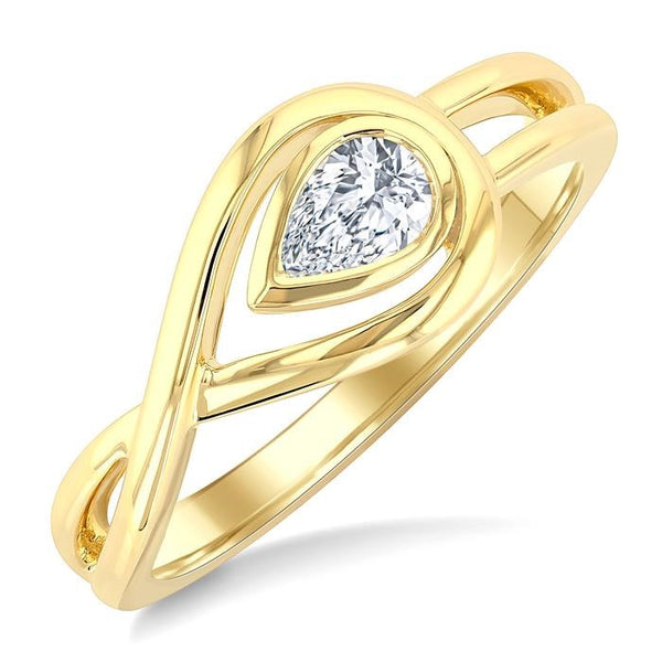 1/4 Ctw Nested Teardrop Pear Cut Diamond Fashion Ring in 14K Yellow Gold