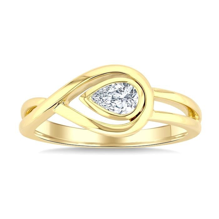 1/4 Ctw Nested Teardrop Pear Cut Diamond Fashion Ring in 14K Yellow Gold