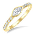 1/2 Ctw Luna Bezel East-West Marquise Cut and Round Cut Diamond Ring in 14K Yellow Gold