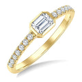 1/2 Ctw Luna Bezel East-West Emerald Cut and Round Cut Diamond Ring in 14K Yellow Gold