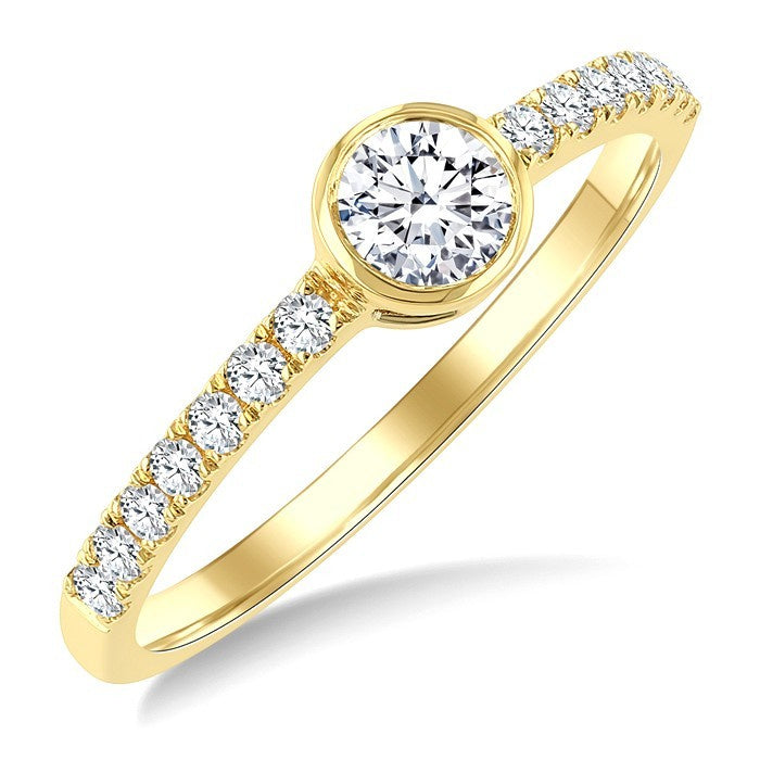 1/2 Ctw Luna Bezel Bezel Set Round Cut Diamond Ring in 14K Yellow Gold