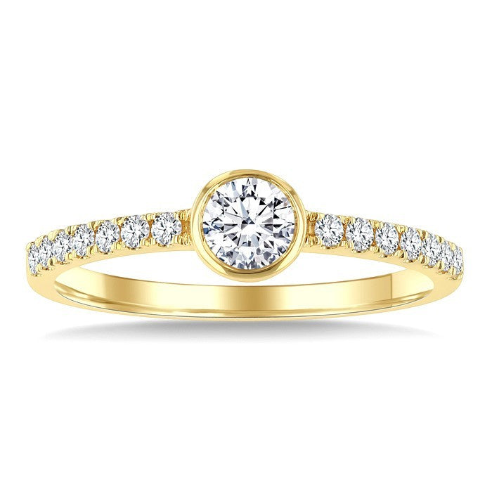 1/2 Ctw Luna Bezel Bezel Set Round Cut Diamond Ring in 14K Yellow Gold