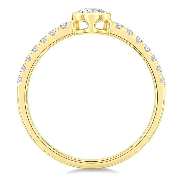 1/2 Ctw Luna Bezel Bezel Set Round Cut Diamond Ring in 14K Yellow Gold