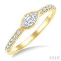1/2 Ctw Luna Bezel East-West Marquise Cut and Round Cut Diamond Ring in 14K Yellow Gold