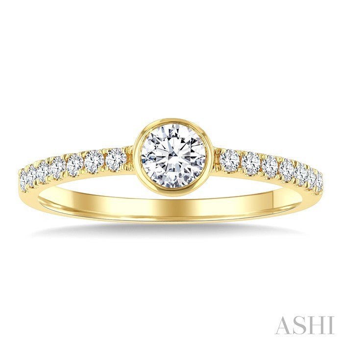 1/2 Ctw Luna Bezel Bezel Set Round Cut Diamond Ring in 14K Yellow Gold