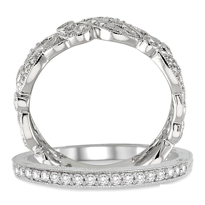 1/2 Ctw Round Cut Diamond Triple Band Set in 14K white Gold
