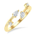 1/4 Ctw Open Bypass Pear and Round Cut Diamond Fashion Ring in 14K Yellow Gold