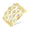 1/3 Ctw 5-Row Kite-Shaped Link Round Cut Diamond Wide Fashion Band in 14K Yellow Gold