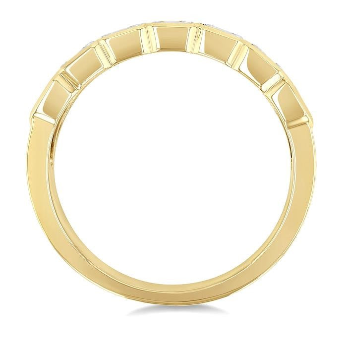 1 Ctw Pyramid Accents and Bezel Set Emerald Cut Diamond Bold Gold Fashion Wide Band in 14K Yellow Gold