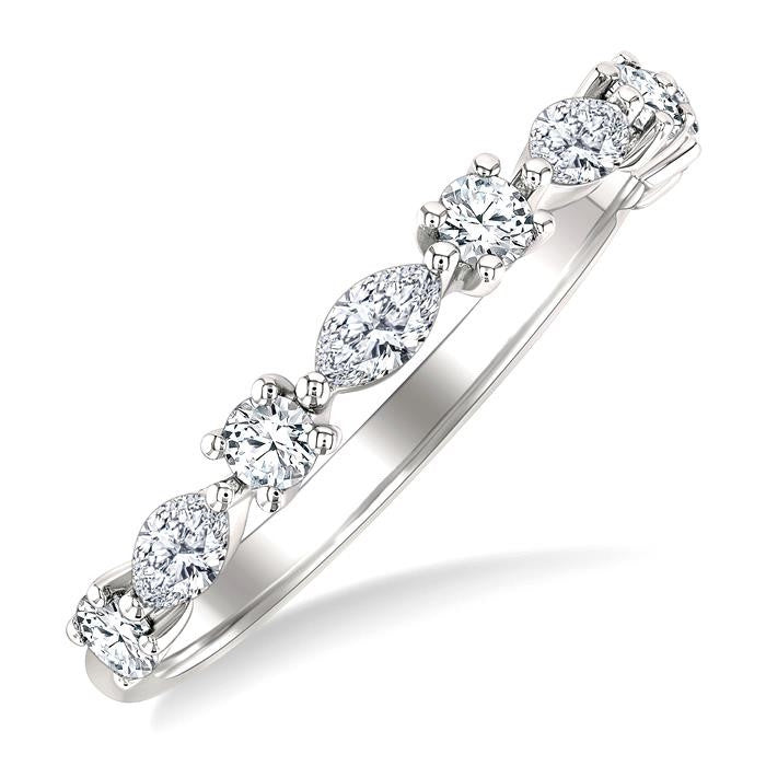 5/8 Ctw Scatter East-West Set Marquise and Round Cut Diamond Fashion Band in 14K White Gold