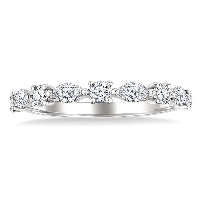 5/8 Ctw Scatter East-West Set Marquise and Round Cut Diamond Fashion Band in 14K White Gold