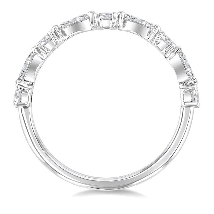 5/8 Ctw Scatter East-West Set Marquise and Round Cut Diamond Fashion Band in 14K White Gold