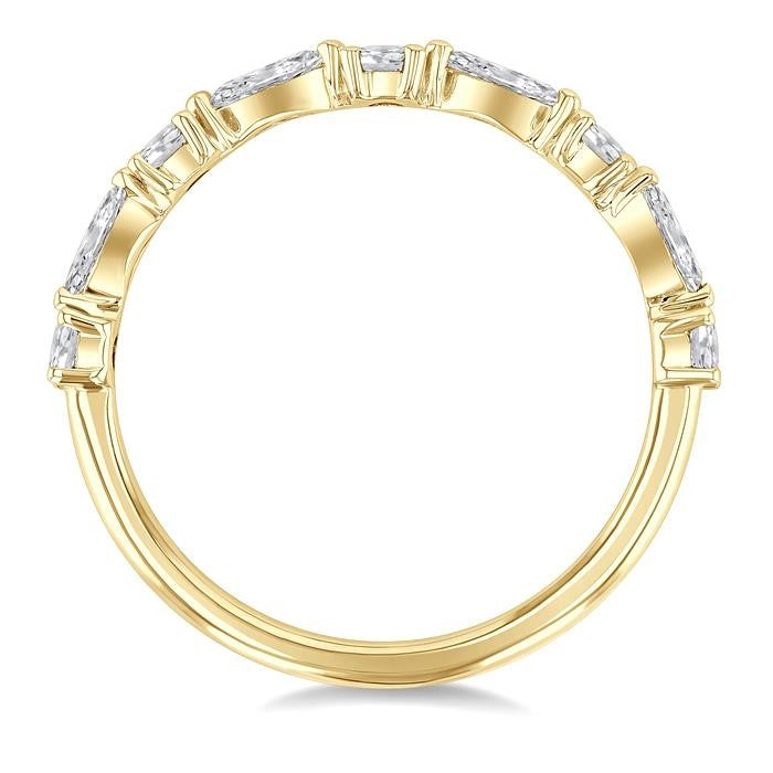 5/8 Ctw Scatter East-West Set Marquise and Round Cut Diamond Fashion Band in 14K Yellow Gold