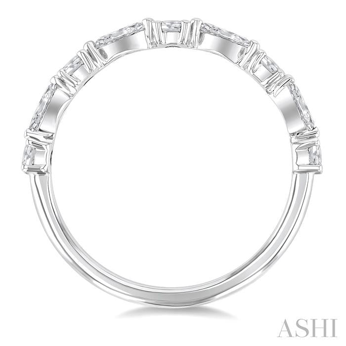 5/8 Ctw Scatter East-West Set Marquise and Round Cut Diamond Fashion Band in 14K White Gold