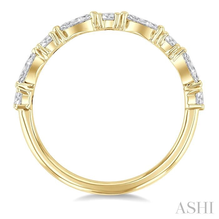 5/8 Ctw Scatter East-West Set Marquise and Round Cut Diamond Fashion Band in 14K Yellow Gold