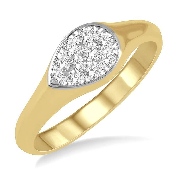 1/4 Ctw Pear Shape Shine Bright Diamond Ring in 14K Yellow and White Gold