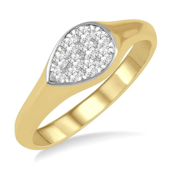1/4 Ctw Pear Shape Shine Bright Diamond Ring in 14K Yellow and White Gold