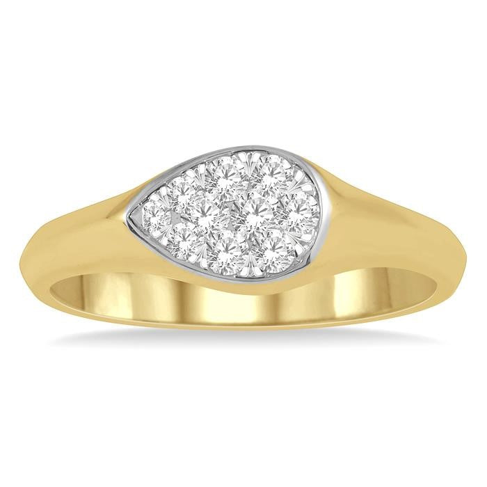 1/4 Ctw Pear Shape Shine Bright Diamond Ring in 14K Yellow and White Gold