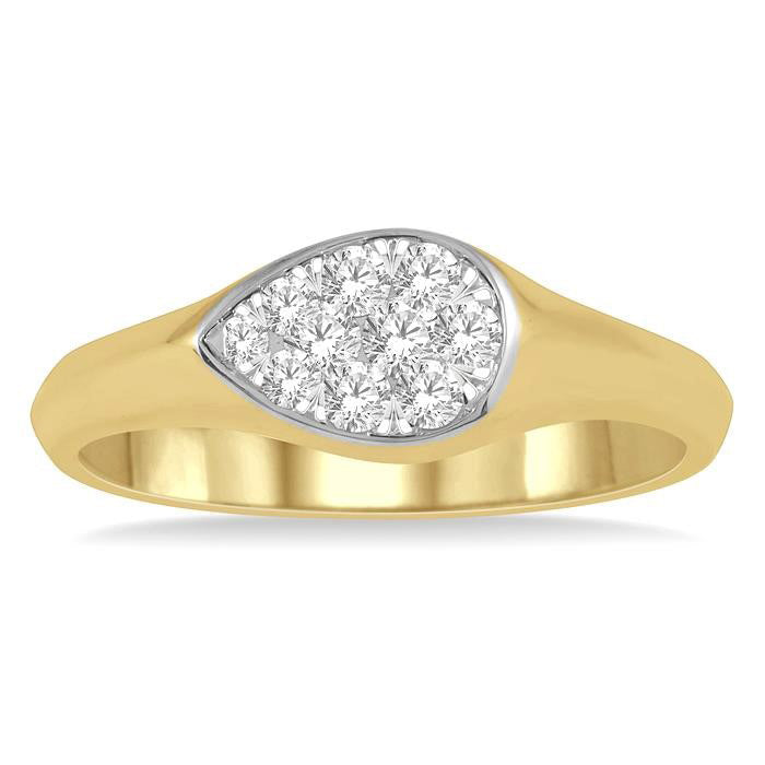 Pear Shape Shine Bright Essential Diamond Signet Ring