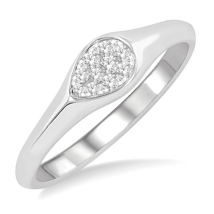 1/10 Ctw Pear Shape Shine Bright Diamond Ring in 14K White Gold