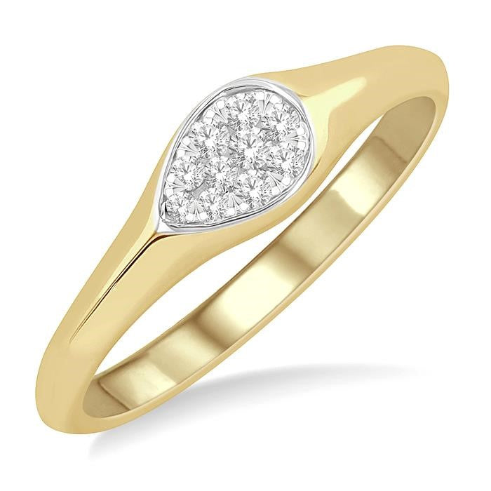 1/10 Ctw Pear Shape Shine Bright Diamond Ring in 14K Yellow and White Gold