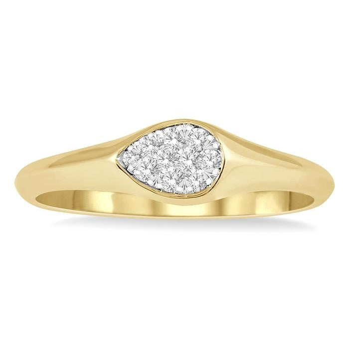 1/10 Ctw Pear Shape Shine Bright Diamond Ring in 14K Yellow and White Gold