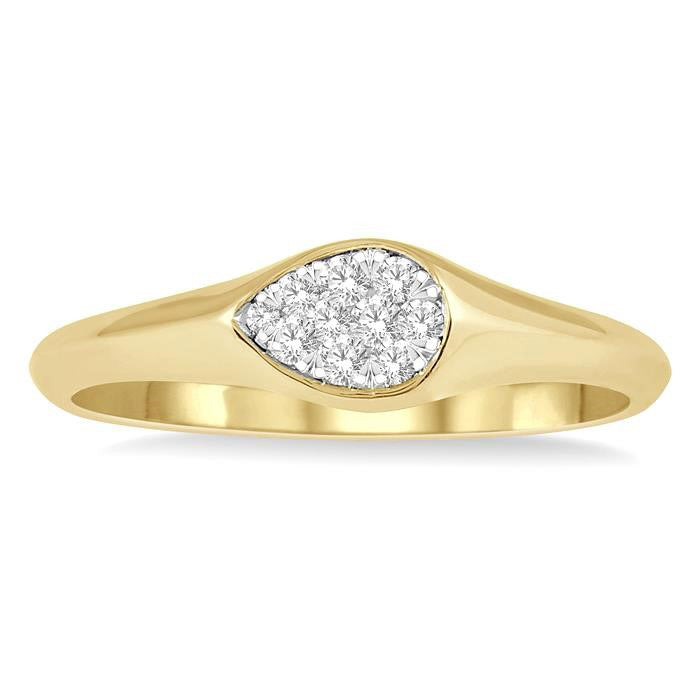 Pear Shape Shine Bright Essential Diamond Signet Ring