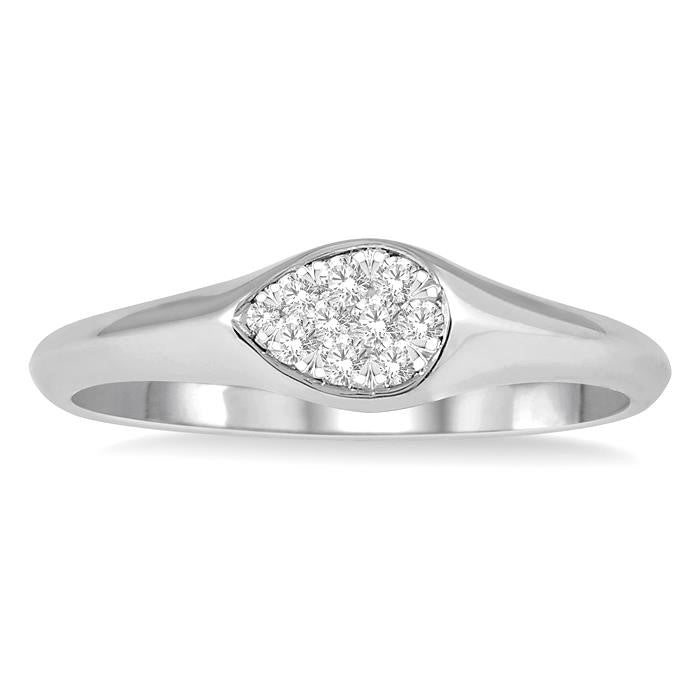 1/10 Ctw Pear Shape Shine Bright Diamond Ring in 14K White Gold