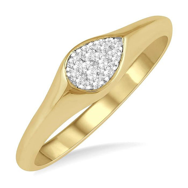 Pear Shape Shine Bright Essential Diamond Signet Ring