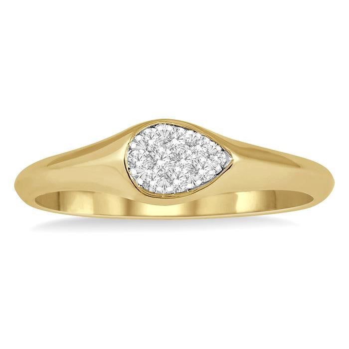 Pear Shape Shine Bright Essential Diamond Signet Ring