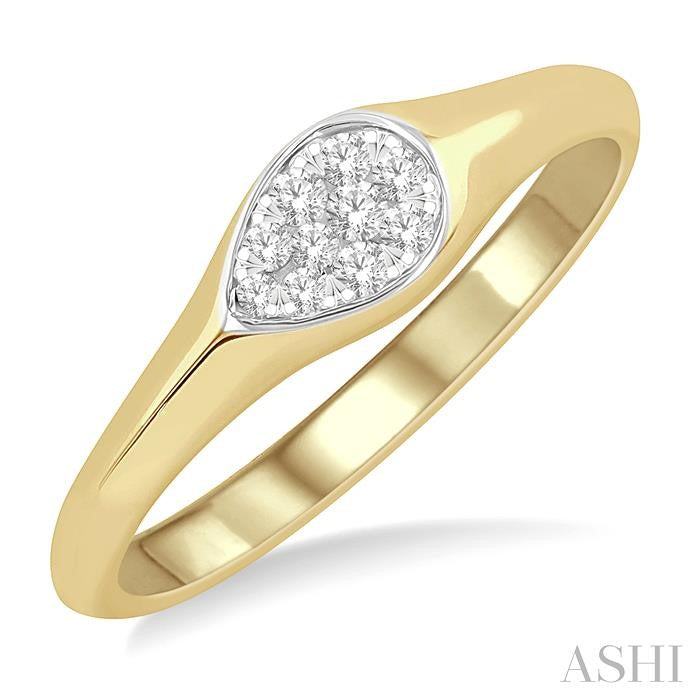 1/10 Ctw Pear Shape Shine Bright Diamond Ring in 14K Yellow and White Gold