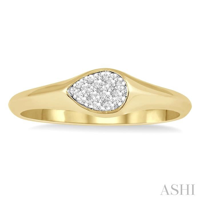 1/10 Ctw Pear Shape Shine Bright Diamond Ring in 14K Yellow and White Gold