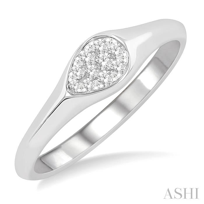 1/10 Ctw Pear Shape Shine Bright Diamond Ring in 14K White Gold