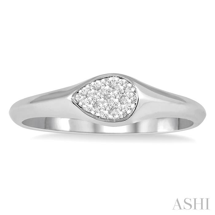 1/10 Ctw Pear Shape Shine Bright Diamond Ring in 14K White Gold
