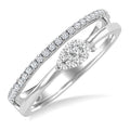 1/4 Ctw Double Row Pear Shape Shine Bright Round Cut Diamond Ladies Ring in 10K White Gold