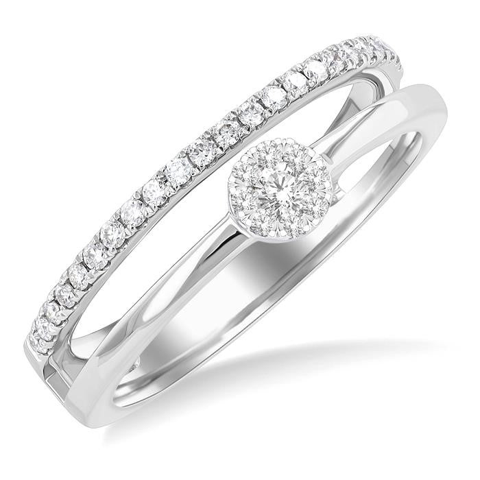1/4 Ctw Double Row Shine Bright Round Cut Diamond Ladies Ring in 10K White Gold