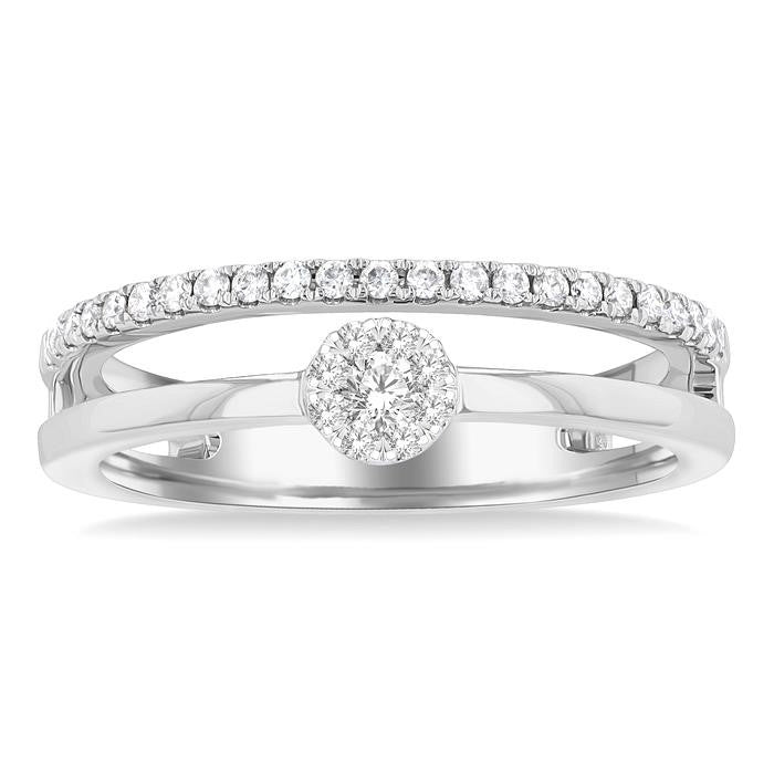 1/4 Ctw Double Row Shine Bright Round Cut Diamond Ladies Ring in 10K White Gold