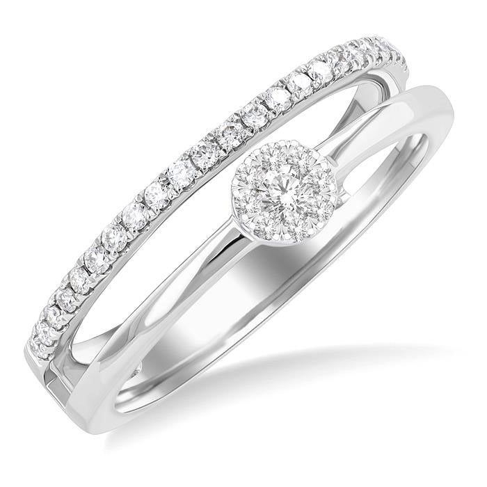 Round Shape Double Row Shine Bright Diamond Fashion Ring