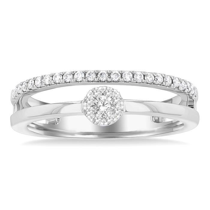 Round Shape Double Row Shine Bright Diamond Fashion Ring