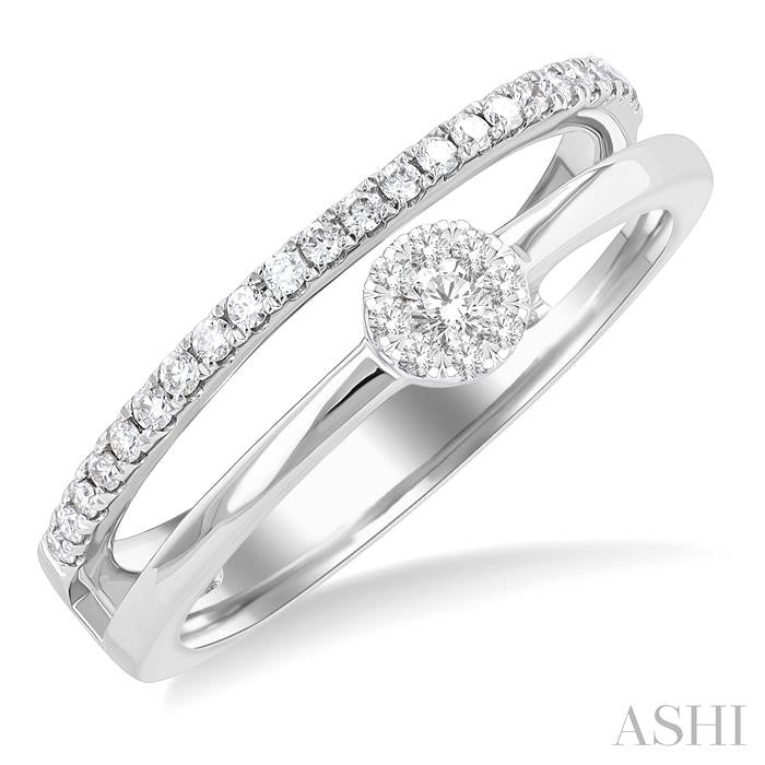 1/4 Ctw Double Row Shine Bright Round Cut Diamond Ladies Ring in 10K White Gold